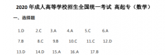 2020年浙江成人高考高起专《数学》参考答案（考生回忆版）