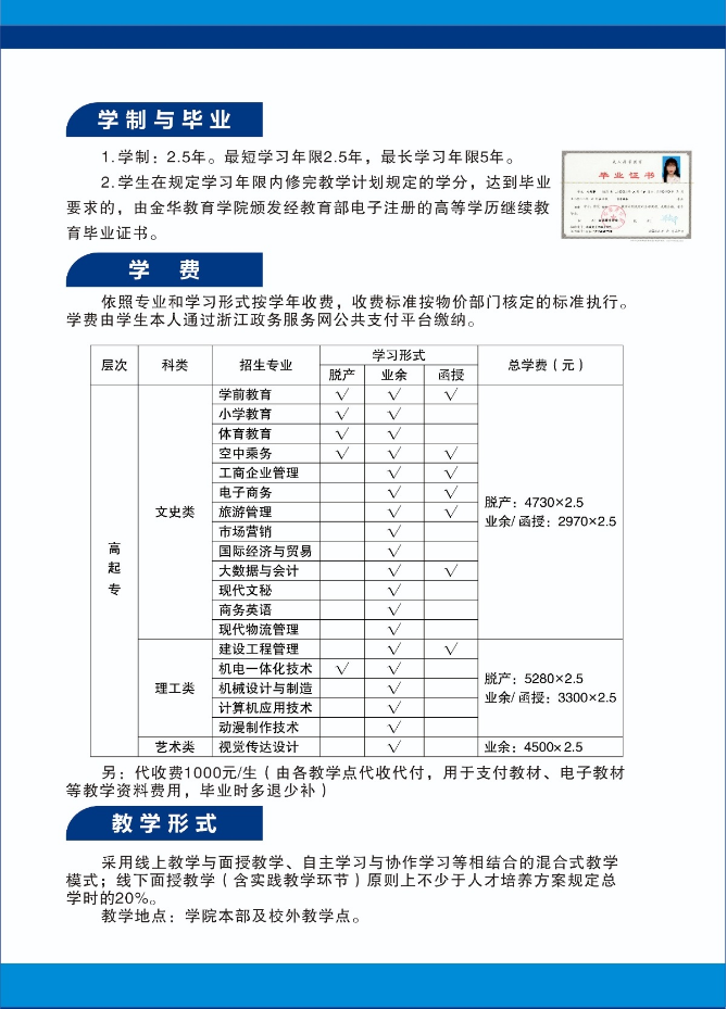 金华教育学院高等学历继续教育2023年招生简章